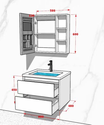 ALUMINA Комплект горен и долен шкаф 70 ДЪБ 