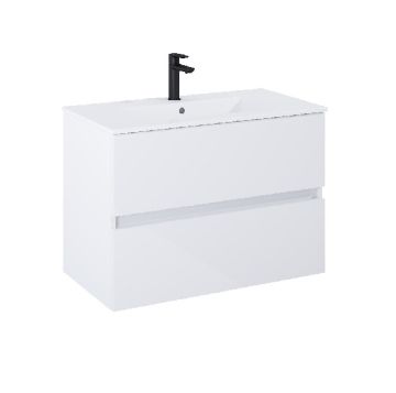 N-Cube Unik Glossy White(Бял гланц) 80см.базов модул с две чекмеджета и умивалник