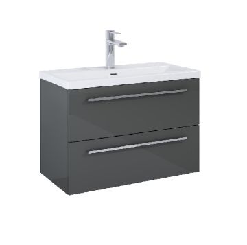 ROCA KWADRO Unik  80см Антрацит Мебел с две чекмеджета и умивалник дръжките се поръчват отделно