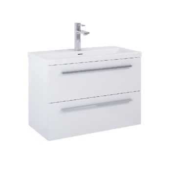 ROCA KWADRO Unik  80см Бял гланц Мебел с две чекмеджета и умивалник дръжките се поръчват отделно 