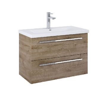 ROCA KWADRO Unik  80см Дъб Мебел с две чекмеджета и умивалник дръжките се поръчват отделно 