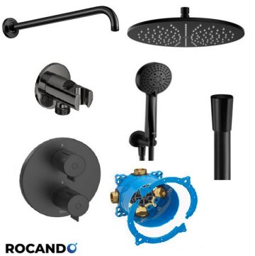 Roca T-500 Термостатична душ-система ЧЕРЕН МАТ с подвижен душ и пита Ф 25 