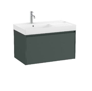 ROCA ONA 80 Мебел Unik с едно чекмеджета и асиметричен умивалник Зелен Мат 
