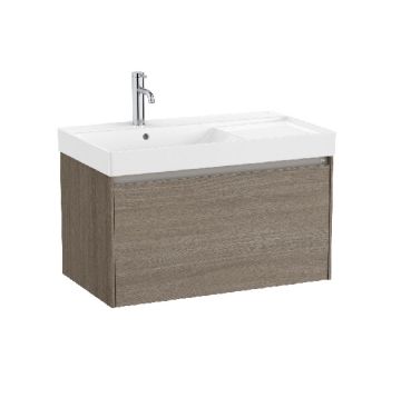 ROCA ONA 80 Мебел Unik с едно чекмеджета и асиметричен умивалник Dark Elm 