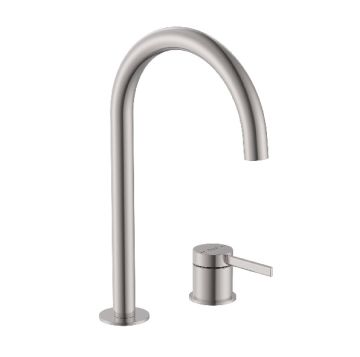 ROCA ONA Смесител за умивалник със странична ръкохватка и клик-клак клапа Stainless Steel Finish