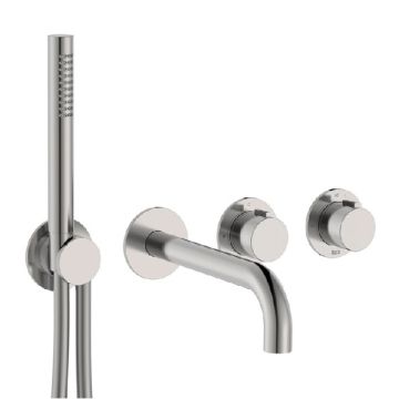 ROCA T-MULTI Вграден термостатичен смесител за душ с два изхода Stainless Steel Finish