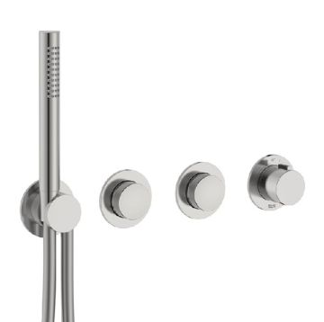 ROCA T-MULTI Вграден термостатичен смесител за душ с два изхода Stainless Steel Finish