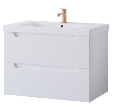 ATRIA мебел за баня 80 см с две чекмеджета бял гланц