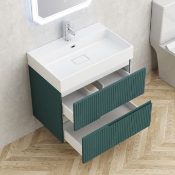 Eloria PVC мебел за баня с умивалник, цвят тъмно зелен