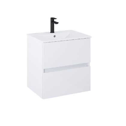 Cube-N ROCA Бял гланц 55см базов модул с две чекмеджета и умивалник