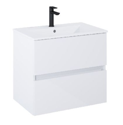 Cube-N  мебел с умивалник Бял гланц 65 см с две чекмеджета