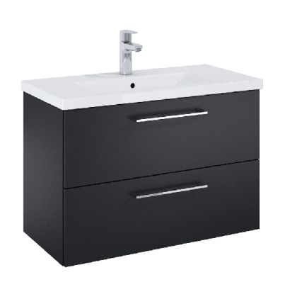 Roca ROMA COMPACT 815мм мебел за баня с умивалник Черен Мат с две чекмеджета 