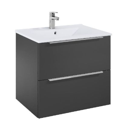 ROCA ELEGANT PLUS МДФ мебел с две чекмеджета и умивалник 613мм цвят оникс дръжките се поръчват отделно 