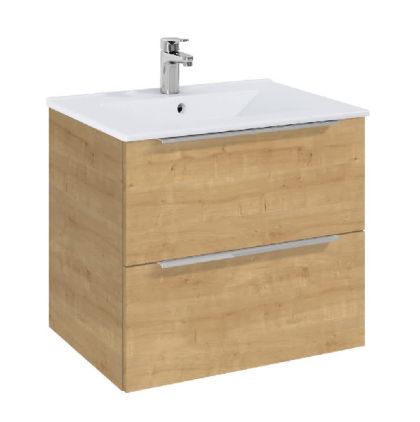  ROCA ELEGANT PLUS МДФ мебел с две чекмеджета и умивалник 613мм цвят Дъб дръжките се поръчват отделно 