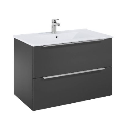  ROCA ELEGANT PLUS МДФ мебел с две чекмеджета и умивалник 813мм цвят Оникс дръжките се поръчват отделно 