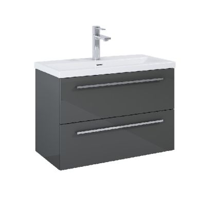 ROCA KWADRO Unik  80см Антрацит Мебел с две чекмеджета и умивалник дръжките се поръчват отделно