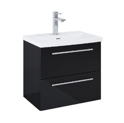 ROCA KWADRO Unik  60см Черен гланц Мебел с две чекмеджета и умивалник дръжките се поръчват отделно