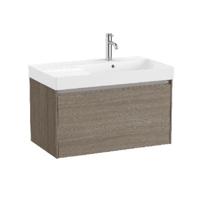 ROCA ONA 80 Мебел Unik с едно чекмеджета и асиметричен умивалник Dark Elm 