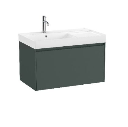 ROCA ONA 80 Мебел Unik с едно чекмеджета и асиметричен умивалник Зелен Мат 