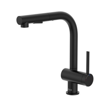 ROCA ONA Смесител за кухня с въртящ изтеглящ се чучур с две функции Черен Мат 