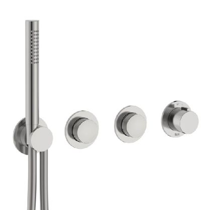 ROCA T-MULTI Вграден термостатичен смесител за душ с два изхода Stainless Steel Finish