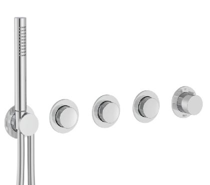 ROCA T-MULTI Вграден термостатичен смесител за душ с три изхода Хром