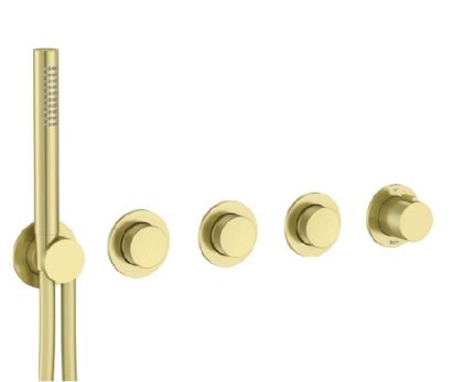 ROCA T-MULTI Вграден термостатичен смесител за душ с три изхода Brushed Brass