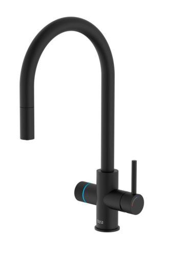ROCA AQUAFY Смесител за кухня с фитрираща система два изхода и изваждащ се чучур Черен Мат