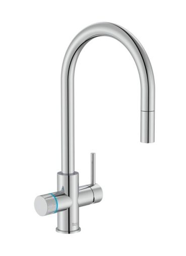 ROCA AQUAFY Смесител за кухня с фитрираща система два изхода и изваждащ се чучур Stainless Steel Finish