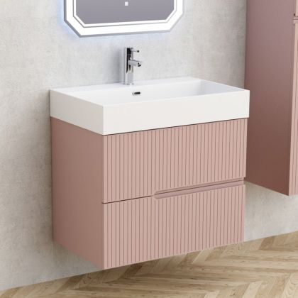 Eloria PVC мебел за баня с умивалник, цвят розов