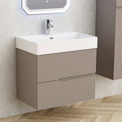 Eloria PVC мебел за баня с умивалник, цвят тъмнокафяв