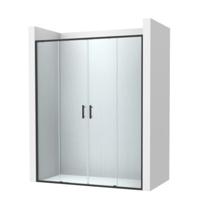Roca Victoria Plus L4-E Параван за душ с 2 плъзгащи се врати + 2 фиксирани панела 170см Черен Мат