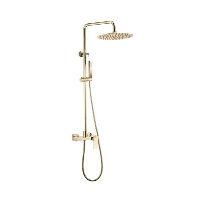 LOTUS ROUND Душ колона с чучур, пита и подвишен душ - Злато Мат