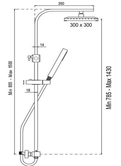 LOTUS ROUND Душ колона с чучур, пита и подвишен душ - Хром Мат