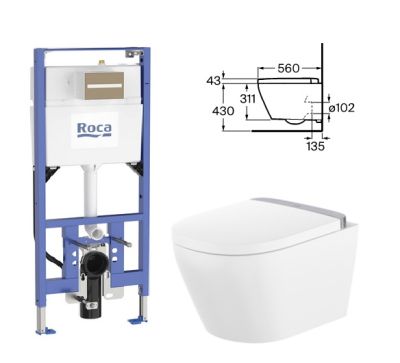  VOREA VORTEX  In-Wash Комплект стенна тоалетна с електронно биде, капак с плавно затваряне и подряване и структура DUPLO S Smart