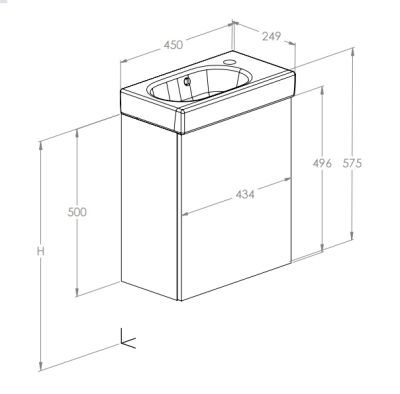 Mini-N Unik 45см мебел с умивалник бял гланц