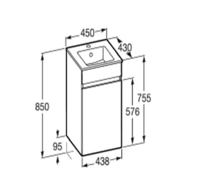 Cube-N ROCA Дъб 45см мебел с умивалник
