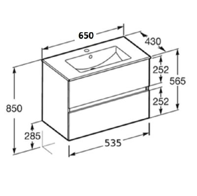 Cube-N ROCA Дъп 65см базов модул с две чекмеджета и умивалник