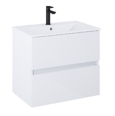 Cube-N  мебел с умивалник Бял гланц 65 см с две чекмеджета