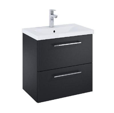 Roca ROMA COMPACT 615мм мебел за баня с умивалник Черен Мат с две чекмеджета 