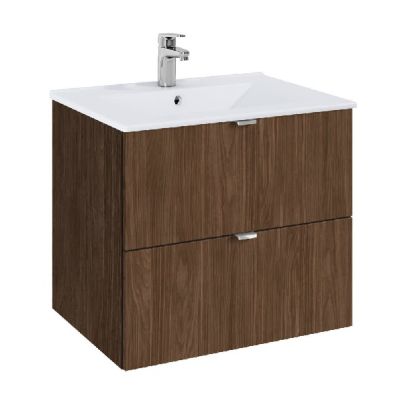  ROCA ELEGANT PLUS МДФ мебел с две чекмеджета и умивалник 613мм цвят Орех дръжките се поръчват отделно 