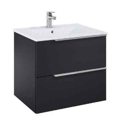 ROCA ELEGANT PLUS МДФ мебел с две чекмеджета и умивалник 613мм цвят Черен Мат дръжките се поръчват отделно 