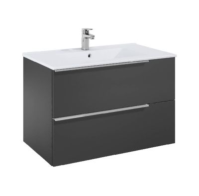  ROCA ELEGANT PLUS МДФ мебел с две чекмеджета и умивалник 813мм цвят Оникс дръжките се поръчват отделно 