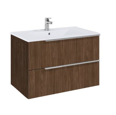 ROCA ELEGANT PLUS МДФ мебел с две чекмеджета и умивалник 813мм цвят Орех дръжките се поръчват отделно 