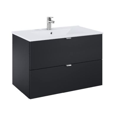 ROCA ELEGANT PLUS МДФ мебел с две чекмеджета и умивалник 813мм цвят Черен Мат дръжките се поръчват отделно 