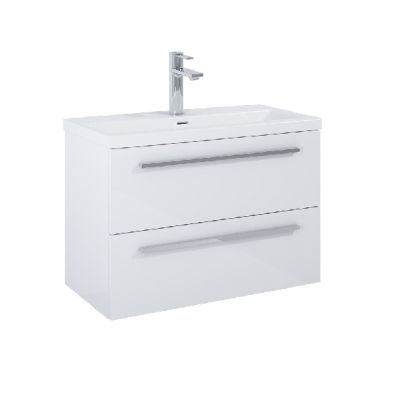 ROCA KWADRO Unik  80см Бял гланц Мебел с две чекмеджета и умивалник дръжките се поръчват отделно 