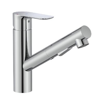 ROCA CALA Cold Start Смесител за кухненска мивка с въртящ и изваждащ се чучур с 2 функции хром 