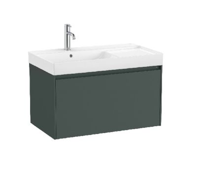 ROCA ONA 80 Мебел Unik с едно чекмеджета и асиметричен умивалник Зелен Мат 