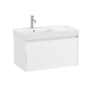 ROCA ONA 80 Мебел Unik с едно чекмеджета и асиметричен умивалник Бял Мат 