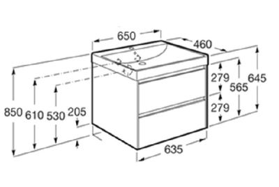 ROCA ONA 65 Мебел Unik с две чекмеджета и умивалник Зелен Мат 